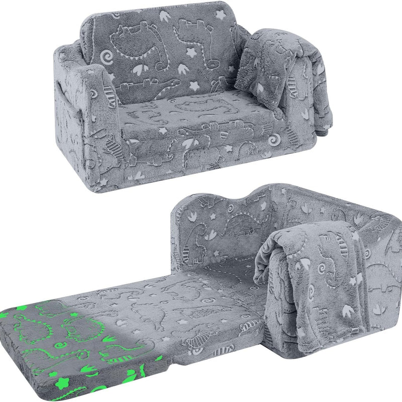 MeMoreCool Canapé pour enfants, chaise longue pliable pour tout-petit, chaise longue pour bébé en mini canapé convertible pour garçons et filles, canapé extensible en mousse confortable pour salle de