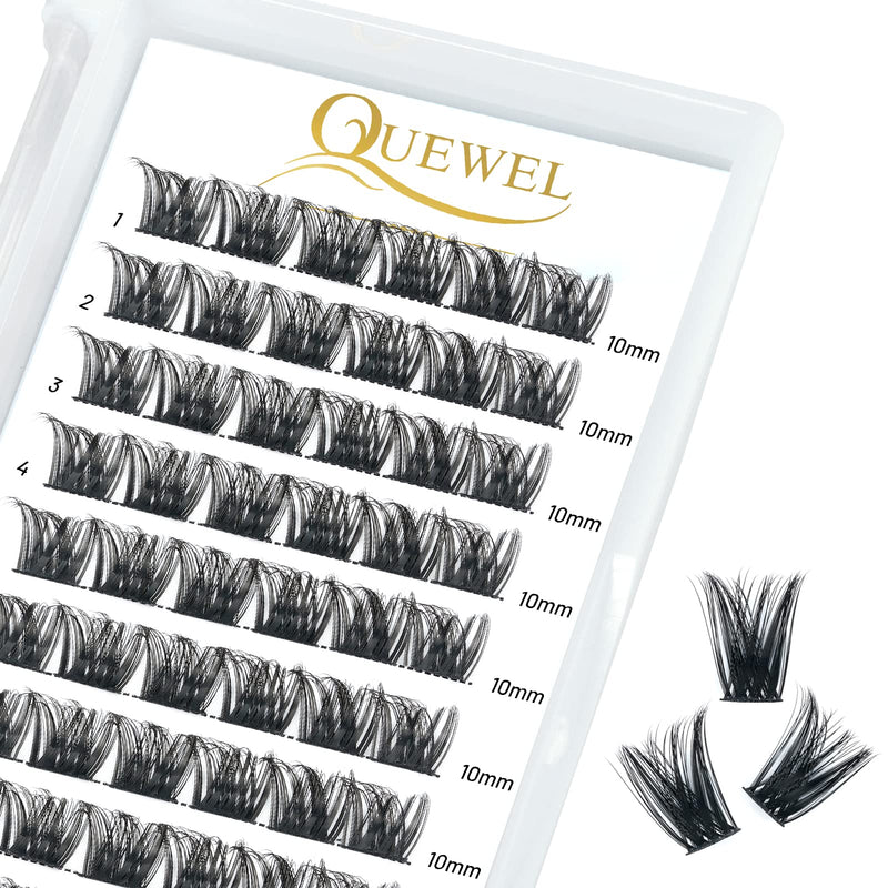 Individual-Lashes 144 Cluster-Lashes QUEWEL DIY Eyelash-Extensions-Kit, Clusters Eyelash Applicator, Cluster Lashes Bond and Seal Super Hold, Clusters Lash Glue Remover Easy to Remove(QU-RR-DH-01)
