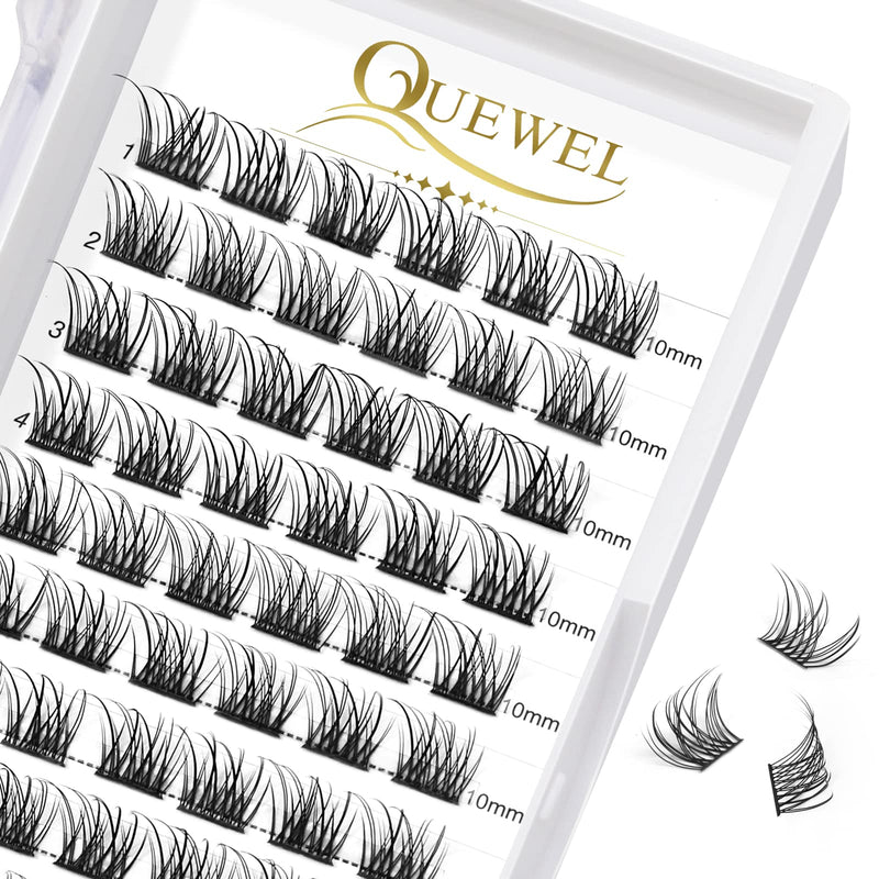 Individual-Lashes 144 Cluster-Lashes QUEWEL DIY Eyelash-Extensions-Kit, Clusters Eyelash Applicator, Cluster Lashes Bond and Seal Super Hold, Clusters Lash Glue Remover Easy to Remove(QU-RR-DH-01)
