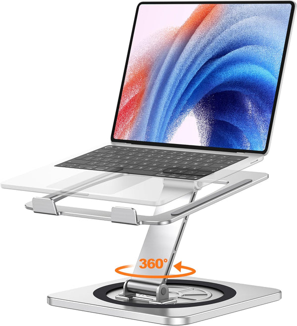 EOIWUY Support Ordinateur Portable Rotation 360°, Support PC Portable Bureau Réglable à Refroidissement Rapide, pour Travail d'Équipe Laptop Stand Ergonomique Racks Compatible avec Tous Laptops 10-16