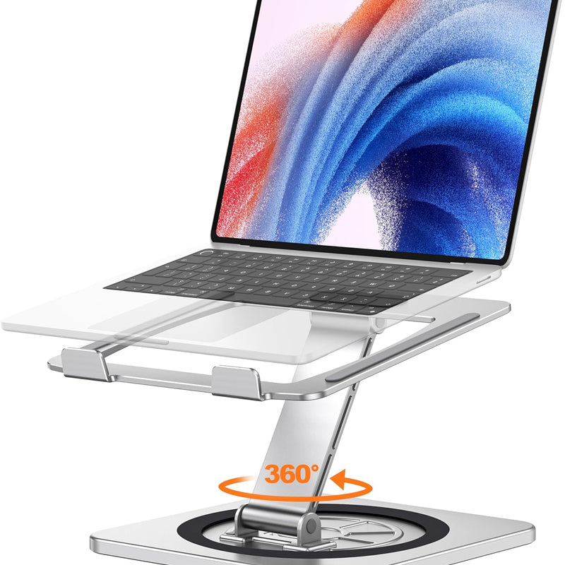 EOIWUY Support Ordinateur Portable Rotation 360°, Support PC Portable Bureau Réglable à Refroidissement Rapide, pour Travail d'Équipe Laptop Stand Ergonomique Racks Compatible avec Tous Laptops 10-16