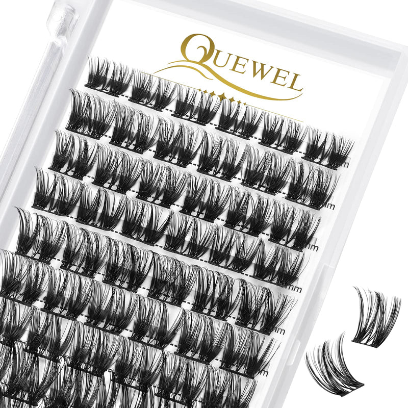 Individual-Lashes 144 Cluster-Lashes QUEWEL DIY Eyelash-Extensions-Kit, Clusters Eyelash Applicator, Cluster Lashes Bond and Seal Super Hold, Clusters Lash Glue Remover Easy to Remove(QU-RR-DH-01)