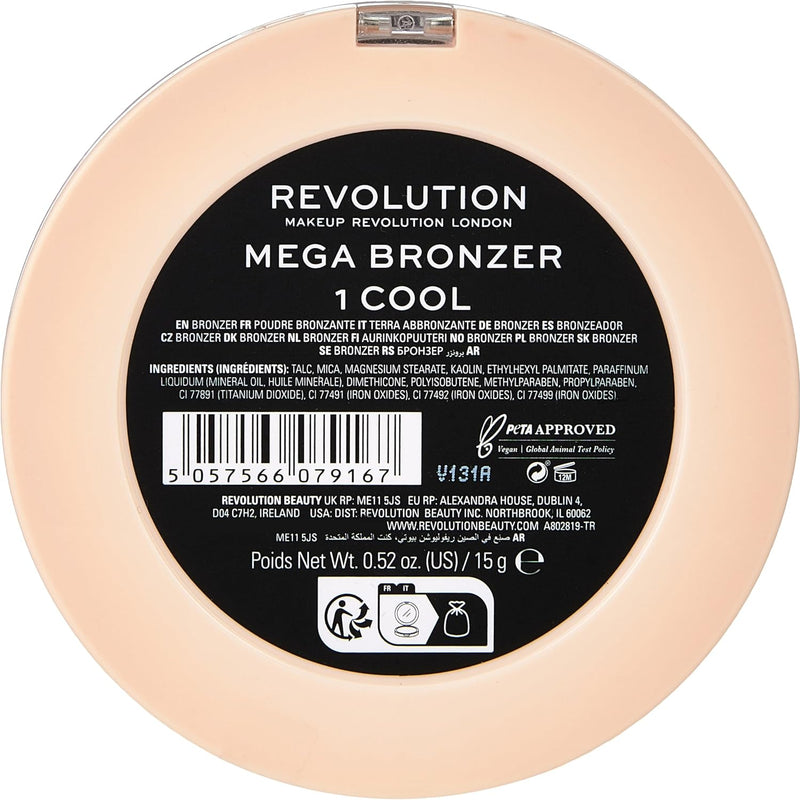 REVOLUTION BEAUTY, Mega Bronzer in Polvere, Opaco 0 - Cool, Brown