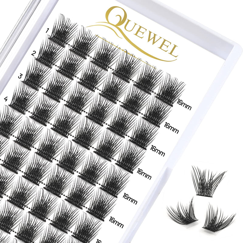 Individual-Lashes 144 Cluster-Lashes QUEWEL DIY Eyelash-Extensions-Kit, Clusters Eyelash Applicator, Cluster Lashes Bond and Seal Super Hold, Clusters Lash Glue Remover Easy to Remove(QU-RR-DH-01)