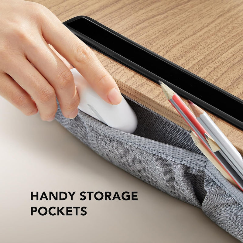 HUANUO Laptop Desk Convient à Un Ordinateur Portable, Bureau Portable avec Coussin d'oreiller, Bande antidérapante et Fonction de Stockage pour Les étudiants de Bureau à Domicile(16,5'×11,8')