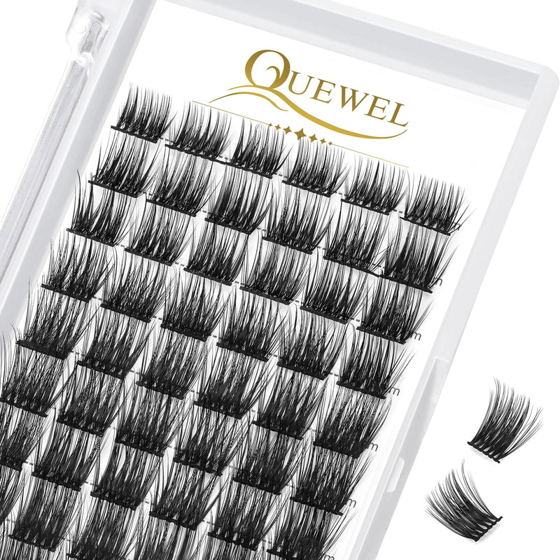 Individual-Lashes 144 Cluster-Lashes QUEWEL DIY Eyelash-Extensions-Kit, Clusters Eyelash Applicator, Cluster Lashes Bond and Seal Super Hold, Clusters Lash Glue Remover Easy to Remove(QU-RR-DH-01)
