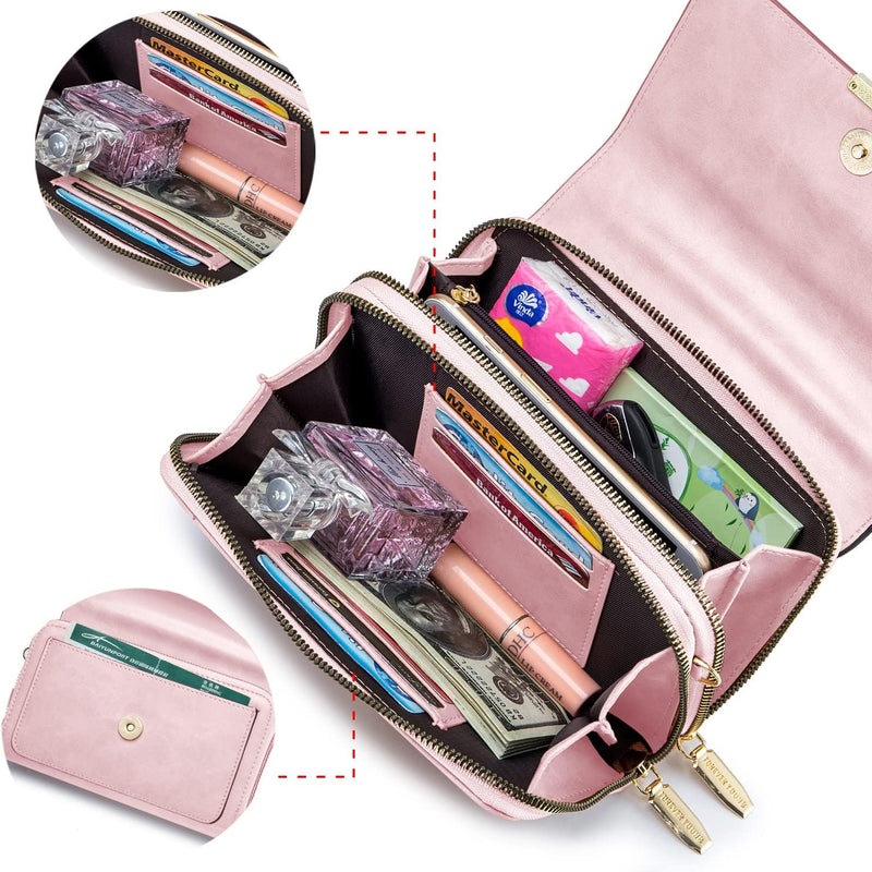 Roulens Sac Téléphone Portable Femme - Petit Sac Bandoulière Femme - Sac à Bandoulière Femme en Cuir PU - Sac À Bandoulière Petit avec Réglables Bandoulière