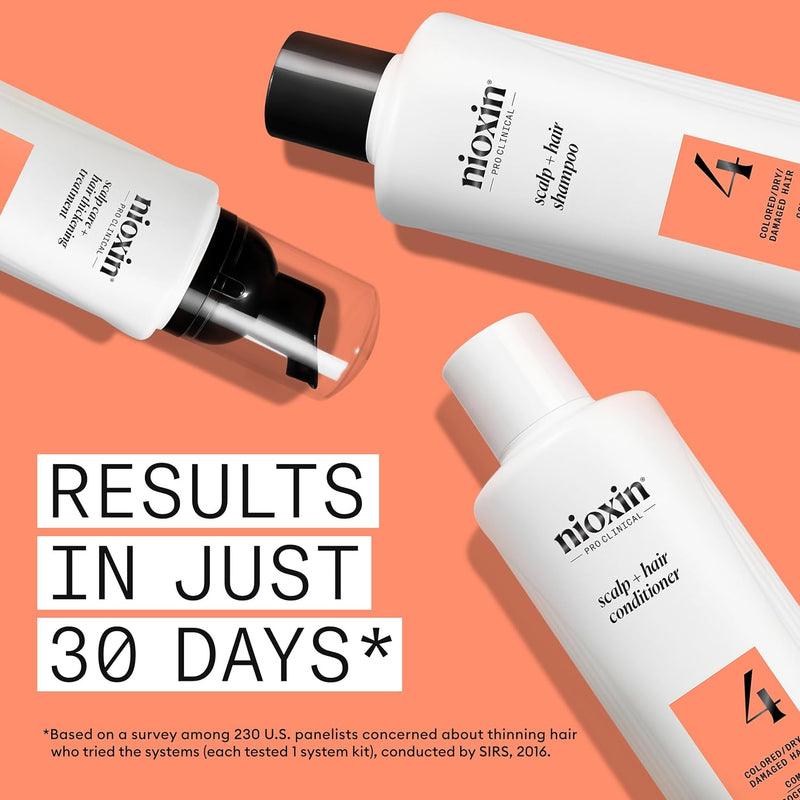 Nioxin Scalp + Hair Thickening System Kits | For Natural, Colored, & Damaged Hair with Light to Progressed Thinning | Strengthen & Boost Hair Density with Niacinamide & Biotin | 1 Month Supply