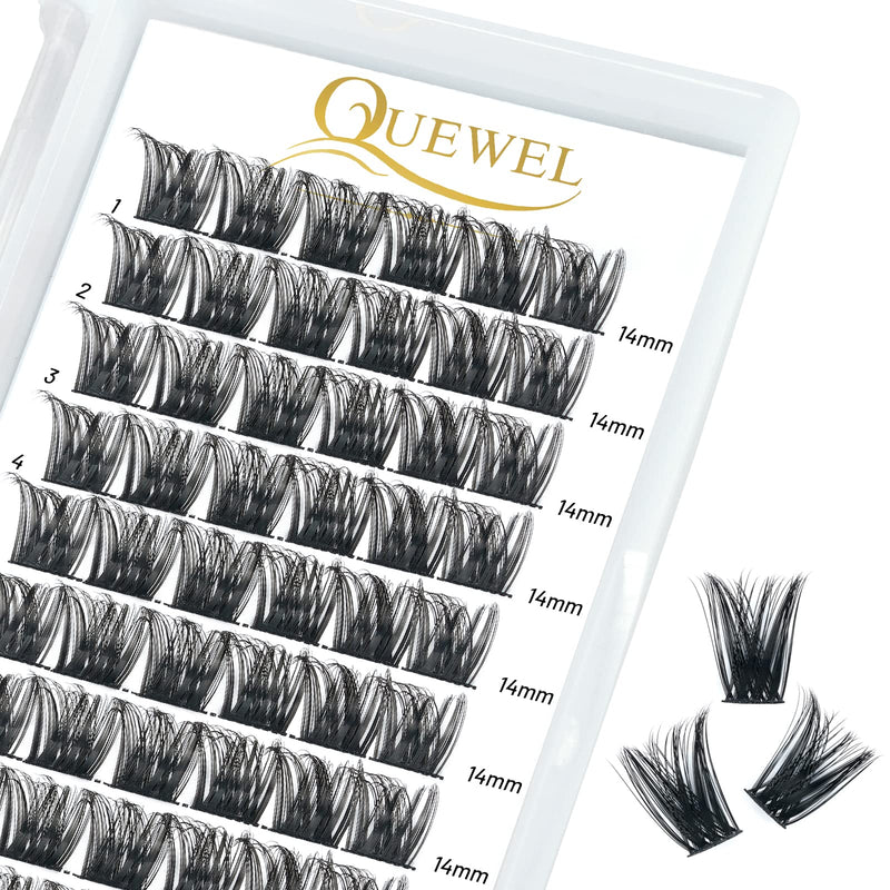 Individual-Lashes 144 Cluster-Lashes QUEWEL DIY Eyelash-Extensions-Kit, Clusters Eyelash Applicator, Cluster Lashes Bond and Seal Super Hold, Clusters Lash Glue Remover Easy to Remove(QU-RR-DH-01)