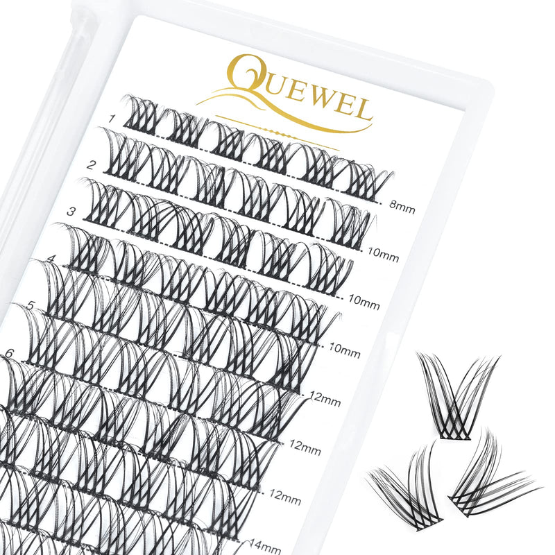 Individual-Lashes 144 Cluster-Lashes QUEWEL DIY Eyelash-Extensions-Kit, Clusters Eyelash Applicator, Cluster Lashes Bond and Seal Super Hold, Clusters Lash Glue Remover Easy to Remove(QU-RR-DH-01)
