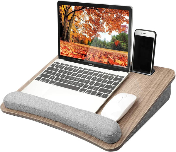 HUANUO Laptop Desk Convient à Un Ordinateur Portable, Bureau Portable avec Coussin d'oreiller, Bande antidérapante et Fonction de Stockage pour Les étudiants de Bureau à Domicile(16,5'×11,8')
