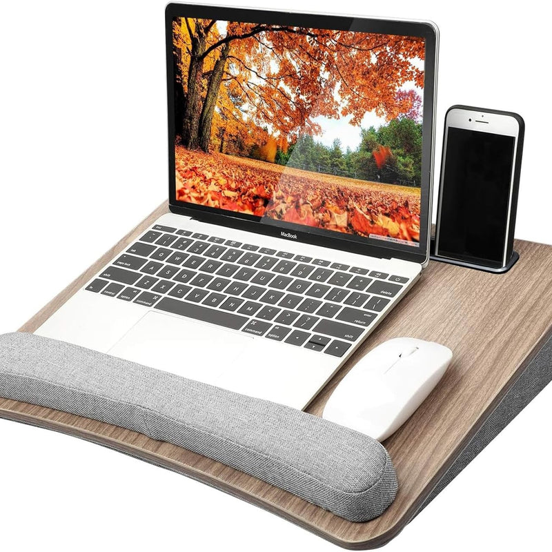 HUANUO Laptop Desk Convient à Un Ordinateur Portable, Bureau Portable avec Coussin d'oreiller, Bande antidérapante et Fonction de Stockage pour Les étudiants de Bureau à Domicile(16,5'×11,8')
