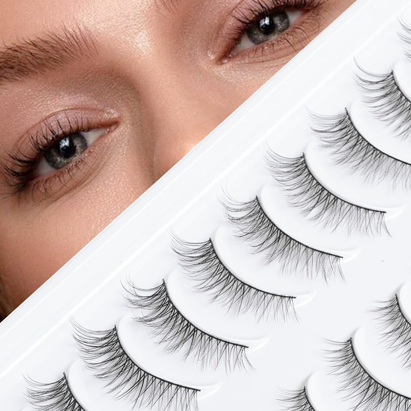 Onlyall False Lashes Cat Eye Strip False Eyelashes Fake Lash Volume Soft Faux Mink Eyelash Wispy Look Fluffy Foxeye Lash 7 Pair 16MM A04