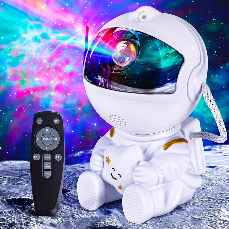 VIYSPNV Projecteur Ciel Etoile Astronaute Projecteur Galaxie avec 8 Modes Nébuleuse 2 Étoile Télécommande Rotation à 360° Vitesse de Luminosité Réglable pour Chambre Plafond Enfants Adultes