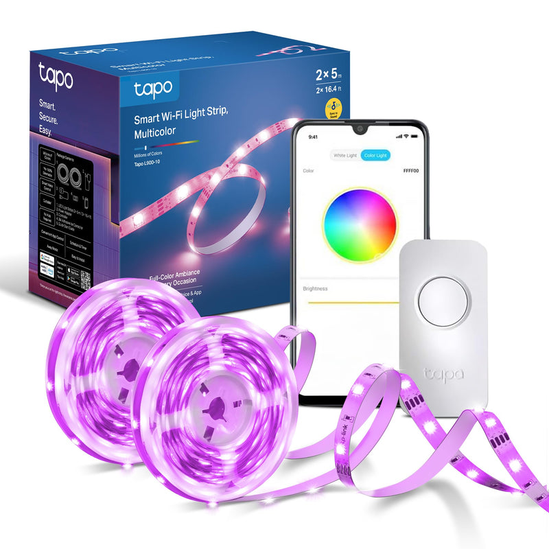 Tapo Ruban LED Connecté WiFi RGB 5m, Bande LED Chambre Multicolore, Haute luminosité et Durable, Contrôle via WiFi App, Commande vocale, Compatible avec Alexa et Google Home, Tapo L900-5