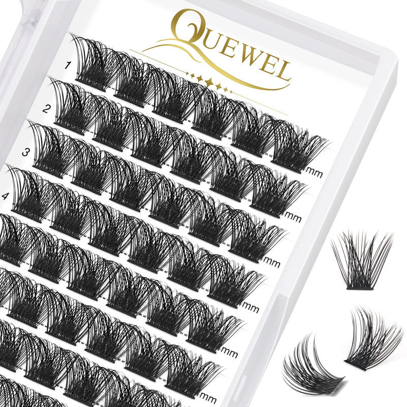 Individual-Lashes 144 Cluster-Lashes QUEWEL DIY Eyelash-Extensions-Kit, Clusters Eyelash Applicator, Cluster Lashes Bond and Seal Super Hold, Clusters Lash Glue Remover Easy to Remove(QU-RR-DH-01)