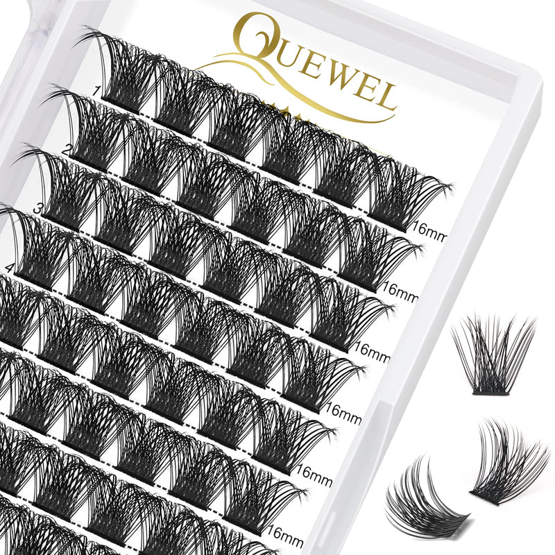 Individual-Lashes 144 Cluster-Lashes QUEWEL DIY Eyelash-Extensions-Kit, Clusters Eyelash Applicator, Cluster Lashes Bond and Seal Super Hold, Clusters Lash Glue Remover Easy to Remove(QU-RR-DH-01)