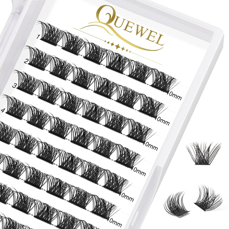 Individual-Lashes 144 Cluster-Lashes QUEWEL DIY Eyelash-Extensions-Kit, Clusters Eyelash Applicator, Cluster Lashes Bond and Seal Super Hold, Clusters Lash Glue Remover Easy to Remove(QU-RR-DH-01)