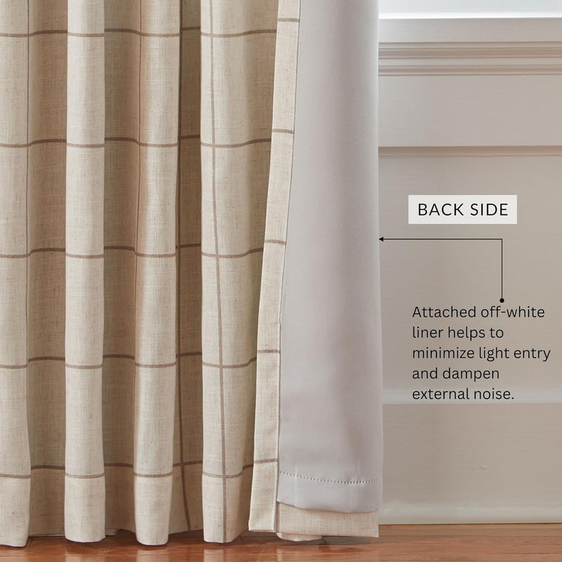 Elrene Home Fashions Brighton Plaid Blackout Window Curtain for Living Room Bedroom with Rod Pocket 52