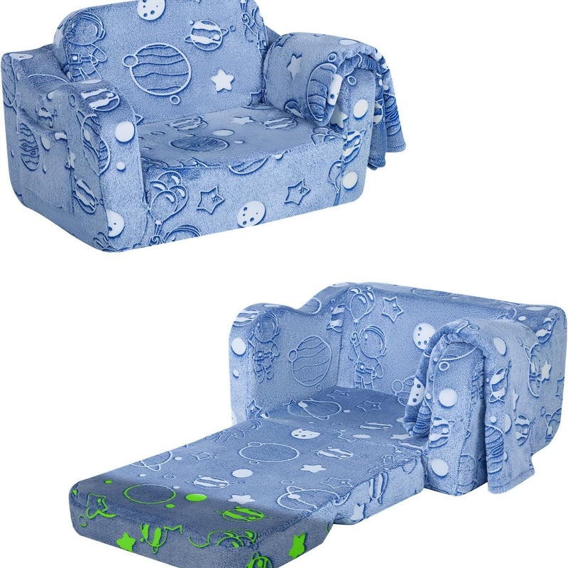 MeMoreCool Canapé pour enfants, chaise longue pliable pour tout-petit, chaise longue pour bébé en mini canapé convertible pour garçons et filles, canapé extensible en mousse confortable pour salle de