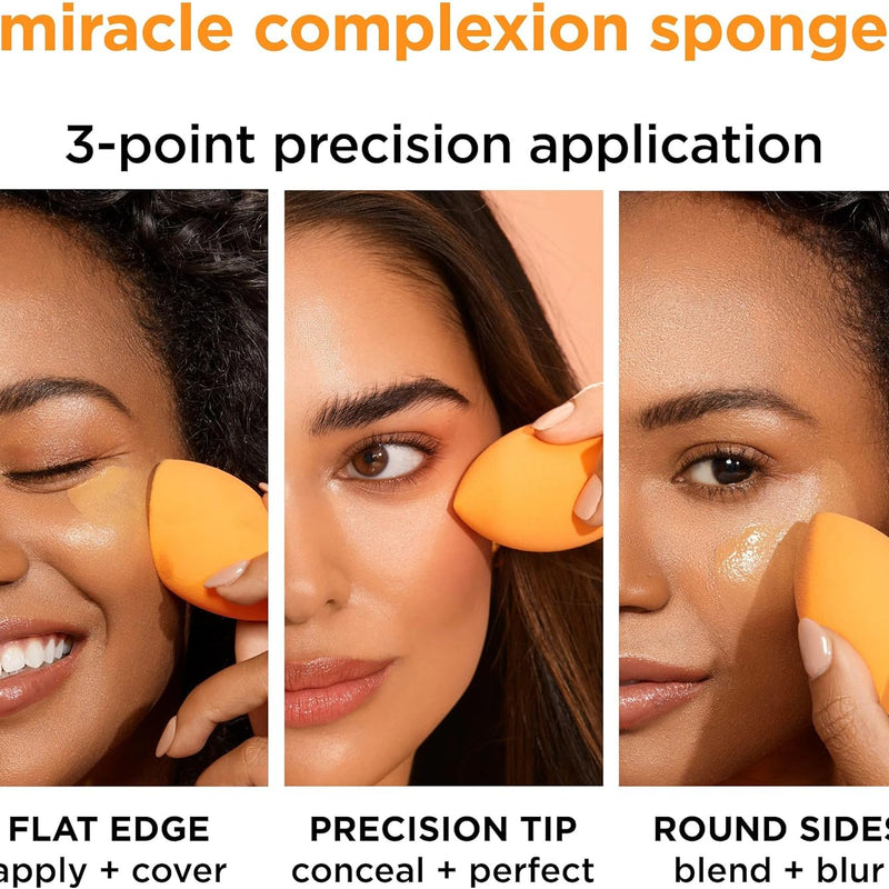 REAL TECHNIQUES,5 Count (Pack of 1) Everyday Essentials Makeup Brush Complete Face Set (Miracle Complexion Sponge, Expert Face, Blush, Setting and Deluxe Crease Brushes)