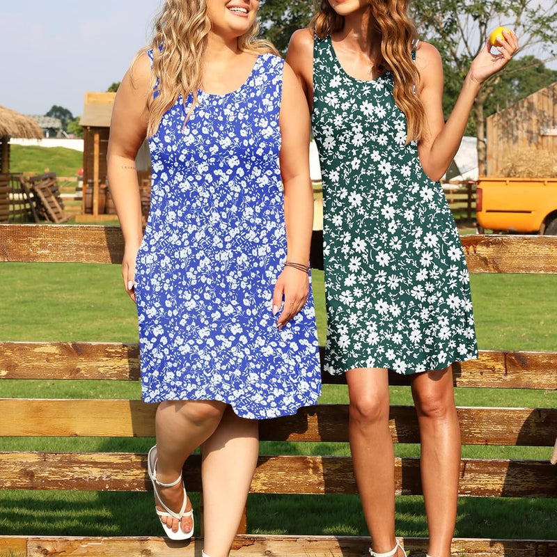 AUSELILY Robe Ample décontractée à Manches Longues et col Rond pour Femmes avec Poches