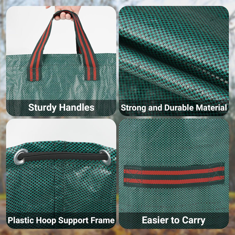 Velway Sacs à déchets de jardin robustes - 500L x 2Pack Sacs de jardin réutilisables avec poignées - Tissu industriel pour feuilles déchets débris - Sacs à déchets de jardin étanches