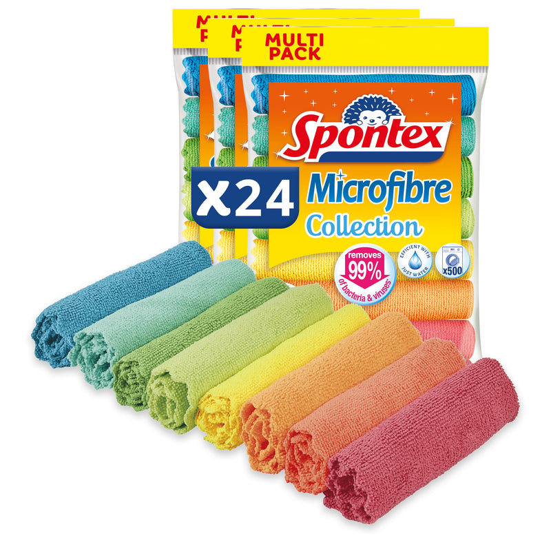 Spontex Microfibre Collection | Multi-Purpose Microfibre | 8 Microfibre Cleaning Cloths