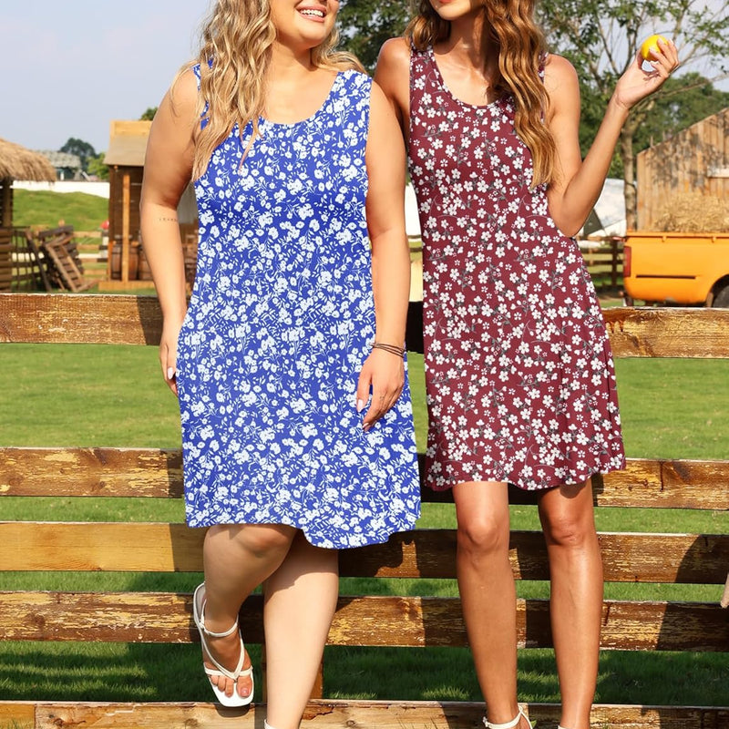 AUSELILY Robe Ample décontractée à Manches Longues et col Rond pour Femmes avec Poches