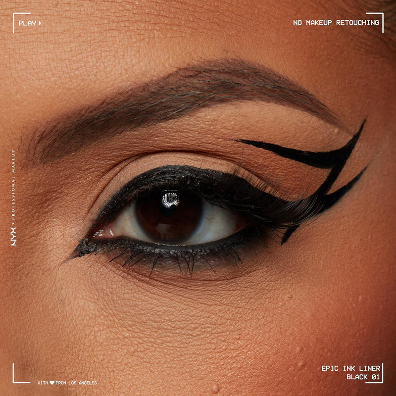 NYX Professional Makeup - Eyeliner Feutre - Waterproof - Tracé Précis - Couleur Intense Tenue Longue Durée - Embout Ultra-Précis - Formule Vegan - Epic Ink Liner - Teinte : Black (01)