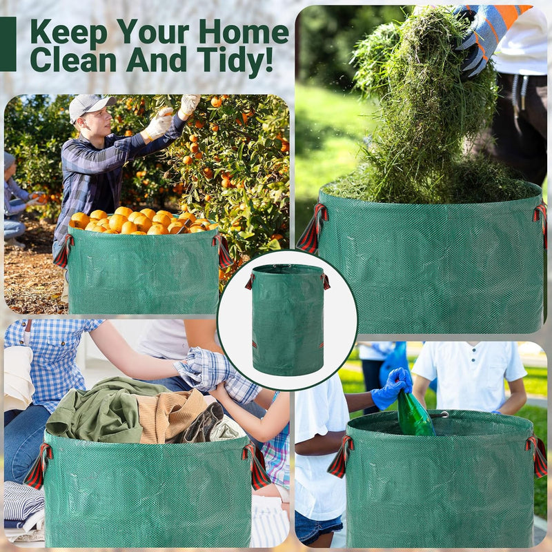 Velway Sacs à déchets de jardin robustes - 500L x 2Pack Sacs de jardin réutilisables avec poignées - Tissu industriel pour feuilles déchets débris - Sacs à déchets de jardin étanches