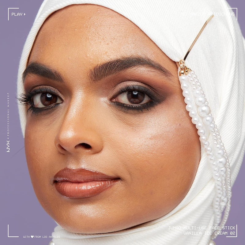 NYX Professional Makeup Multi-Use Brightening Face Pencil, Creamy Texture with Jojoba Oil and Shine Finish, Jumbo Highlighter Stick, Vanilla Ice Cream Shade