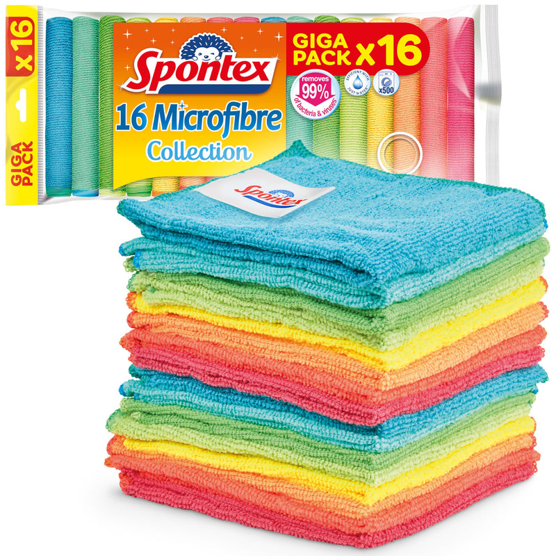 Spontex Microfibre Collection | Multi-Purpose Microfibre | 8 Microfibre Cleaning Cloths