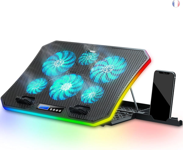 TopMate C12 Ventilateur PC Portable RGB de Jeu Bureau, Refroidisseur pour Ordinateur Portable 15,6-17,3