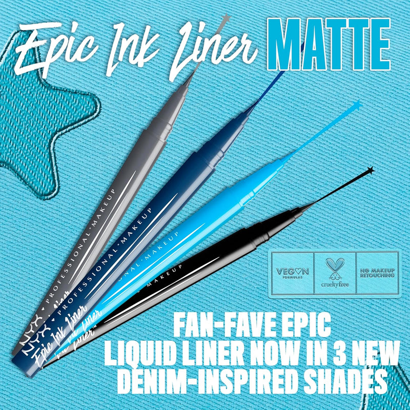 NYX Professional Makeup - Eyeliner Feutre - Waterproof - Tracé Précis - Couleur Intense Tenue Longue Durée - Embout Ultra-Précis - Formule Vegan - Epic Ink Liner - Teinte : Black (01)