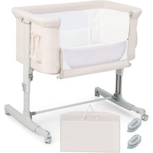 Costway - Lit Cododo Bébé 3 en 1 avec Hauteur Réglable 5 Niveaux, Lit Berceau Inclinaison de 10° avec Matelas Confortable,Maille Respirante,Charge