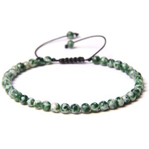 France Minéraux Bracelet Serpentine foncée - Pierres boules 4mm cordon ajustable