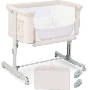 CostwayLit Cododo Bébé à 5 Hauteurs Réglables Charge 9KG Lit Berceau Maille Respirante Sac de Voyage pour Bébé 0-6 Mois Beige